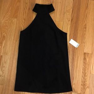 Black High Neckline Mini Shift Dress